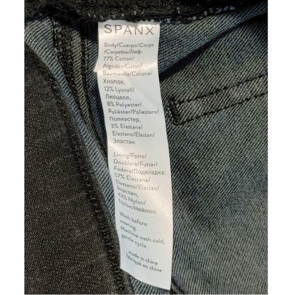 Spanx Distressed Denim Leggings Skinny Jeggings Mid Rise Black Denim Womens M - Picture 6 of 9